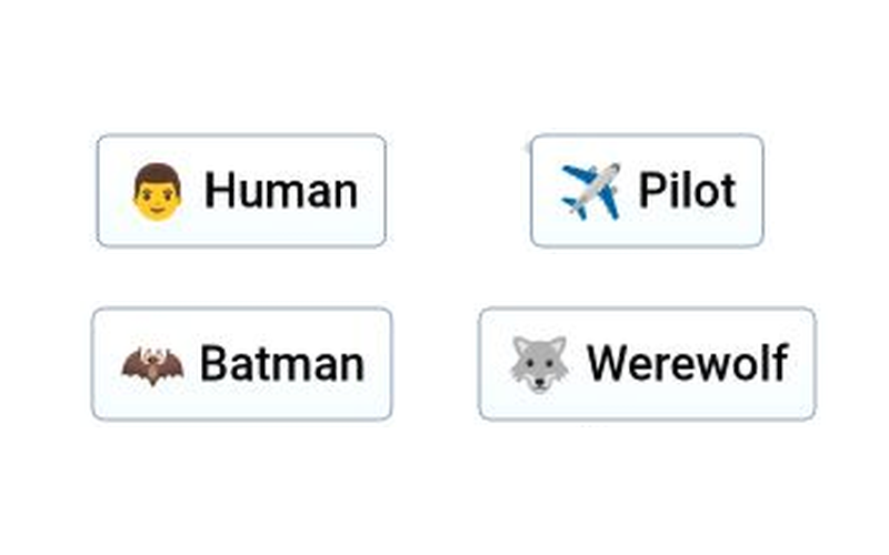 Infinite Craft canvas showing Human combined with Pilot, Batman and Werewolf