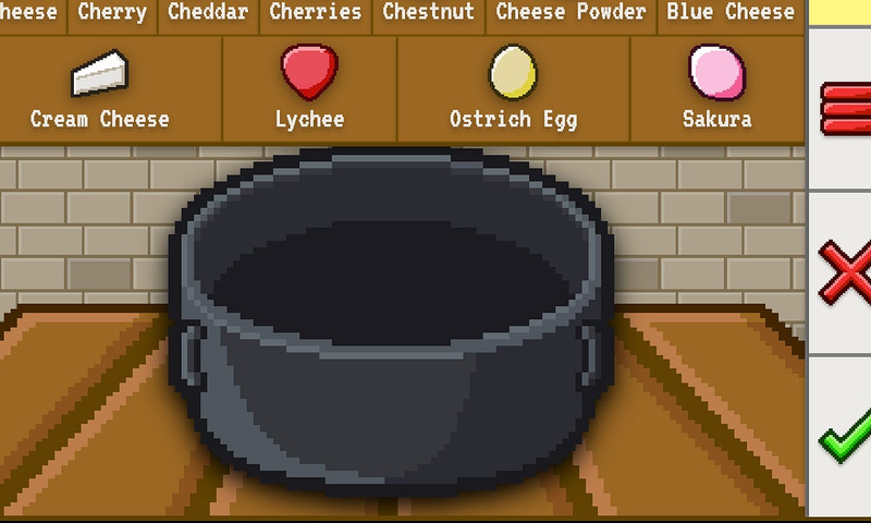 Infinite Chef interface with ingredient search bar and cooking workstation