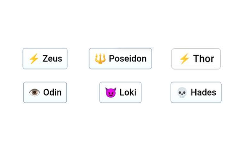 Infinite Craft canvas showing Zeus, Poseidon, Thor and other mythological gods