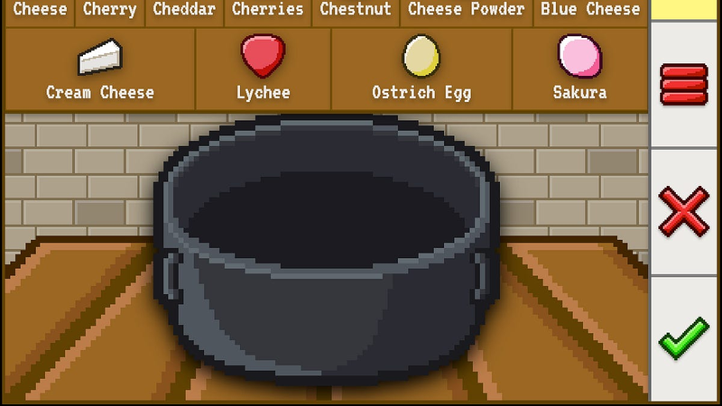 Infinite Chef interface with ingredient search bar and cooking workstation