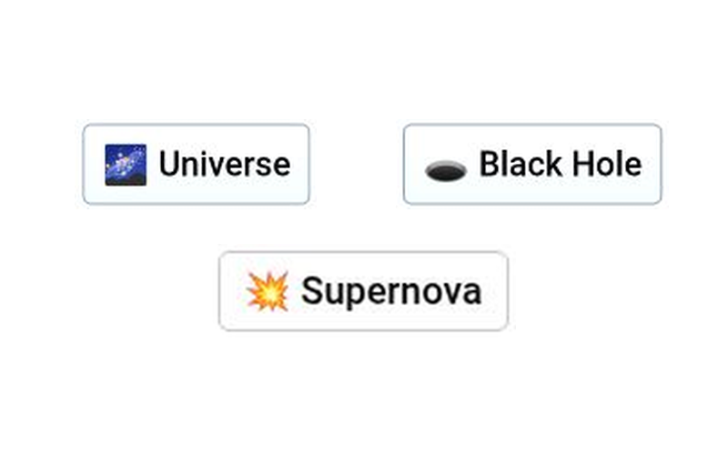 Infinite Craft sidebar showing Universe, Black Hole and Supernova elements