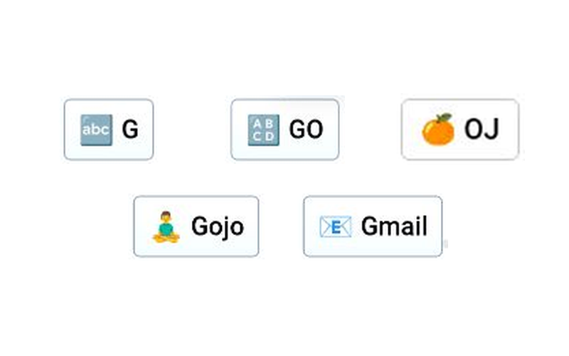 Infinite Craft sidebar showing G, GO, OJ and other word elements grouped together